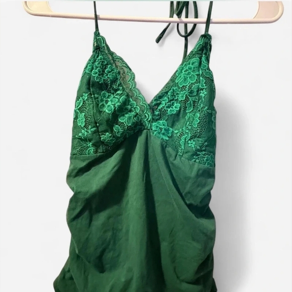 Green Lace Trim Cami Top - Picture 1 of 3